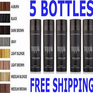 TOPPIK 27.5g ヘアファイバー 5 本 - 全色 - 迅速かつ無料の配送 (ほとんどの都市で 2 ～ 3 日) - 100% 本物 & 返金保証!