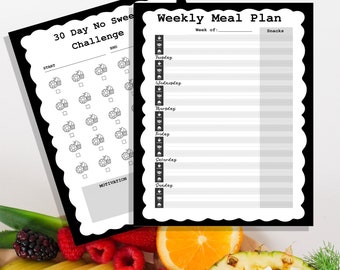 Gewoonte Tracker Persoonlijke Planner Weekmenu Geen snoep Uitdaging Controlelijst Verantwoording Organisator Planner Afdrukbare PDF Digitale Fitness