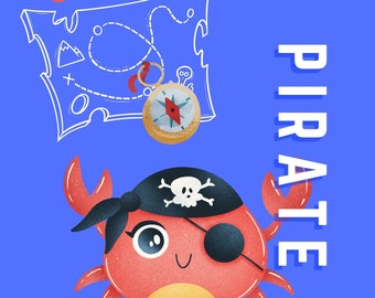 Knipoefening Kleuterschool PIRAAT Schaarvaardigheden voor kleine kinderen Schoolvaardigheden Peuteractiviteit Plezier en spellen Leeftijden 3-6 Pre-K Kleuterschoolspel