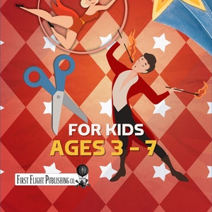 Cutting Practice Preschool Kindergarten Scissor Skills Little Kids Ages 3 - 7 Circus Themed Fun Busy Book Activities Pre-K Activity PDF