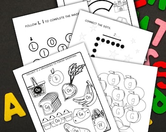 Pre-K kleuterschool ABC traceringspraktijk peuter potloodvaardigheden afdrukbare ouder thuisschool PDF schoolleraar klas voorschoolse bron