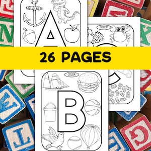 Preschool Alphabet Activity Fun School Activities Homeschool Coloring Home School Workbook Pre K Kindergarten Practice 26 Letters Printable