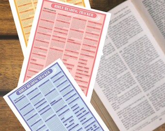 Bijbelleestracker Oude en Nieuwe Testament Persoonlijk Familie Thuisschool Kerkgroep Bijbelstudielog Zondagsschool 4 kleuren Afdrukbare PDF