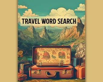 Meer dan 60 reiswoorden zoeken Digitale boekenpuzzels Leuke activiteitengames voor volwassenen Tieneractiviteit Tween Activiteit Afdrukbaar thuis afdrukken puzzelboek