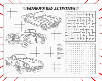 Afdrukbaar activiteitenblad voor Vaderdag Kleurpuzzel Placemat voor kinderfeestjes 2023