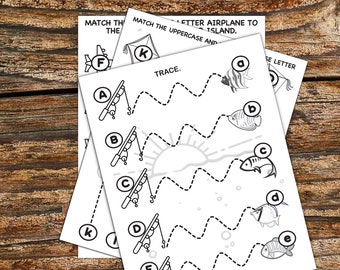 Kleuterschool Prewriting ABC Afdrukbare activiteiten Peutermatchingsactiviteit Schoolpraktijk Homeschool-werkbladen Print thuis digitaal werkboek