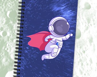 Spiraal gebonden Dot Grid Notebook Super Spaceman Space Astronaut Superheld Cool Mannen Vrouwen Planner Organisator Schetsboek Vriend Gift Echtgenoot Baas