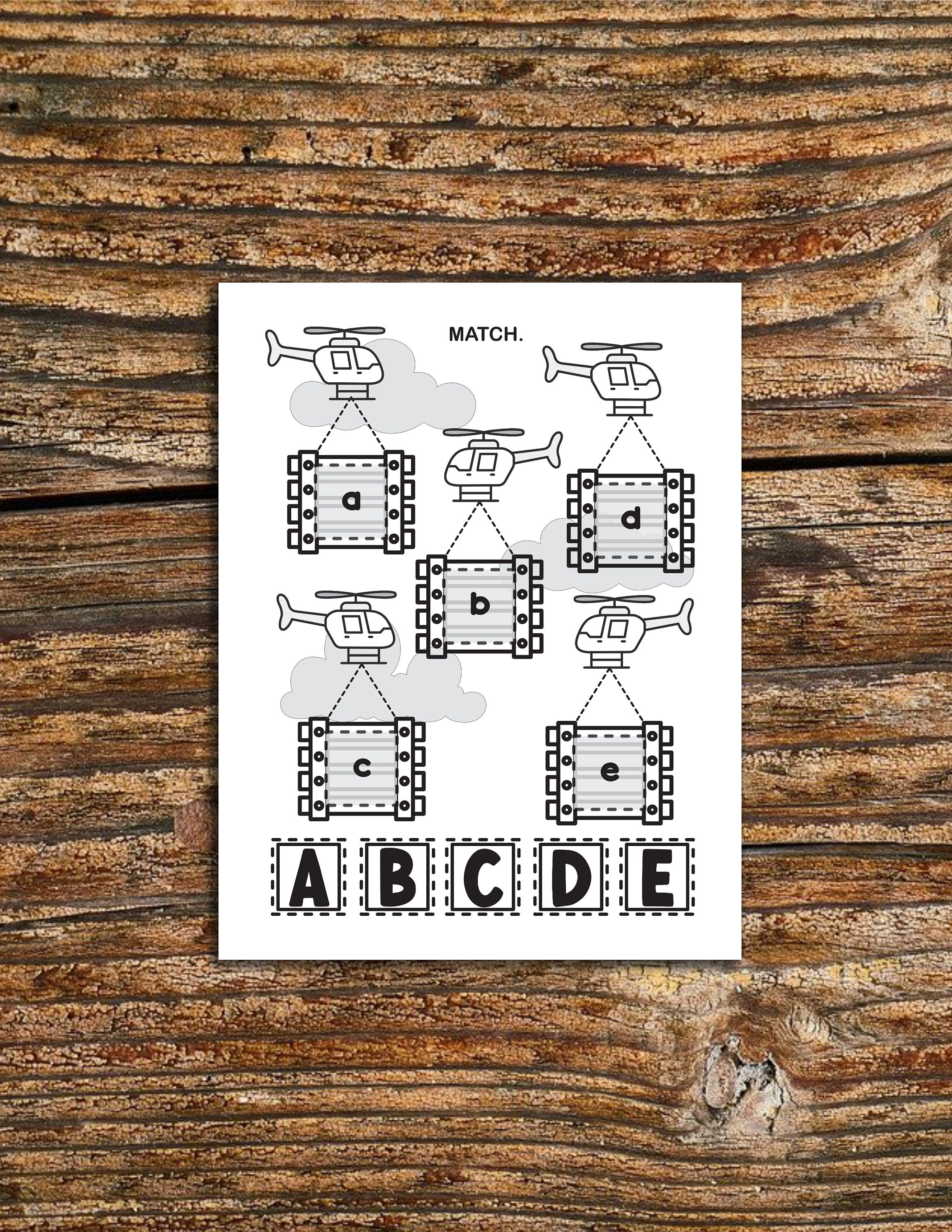 Preschool Prewriting ABC Printable Activities Toddler Matching Activity