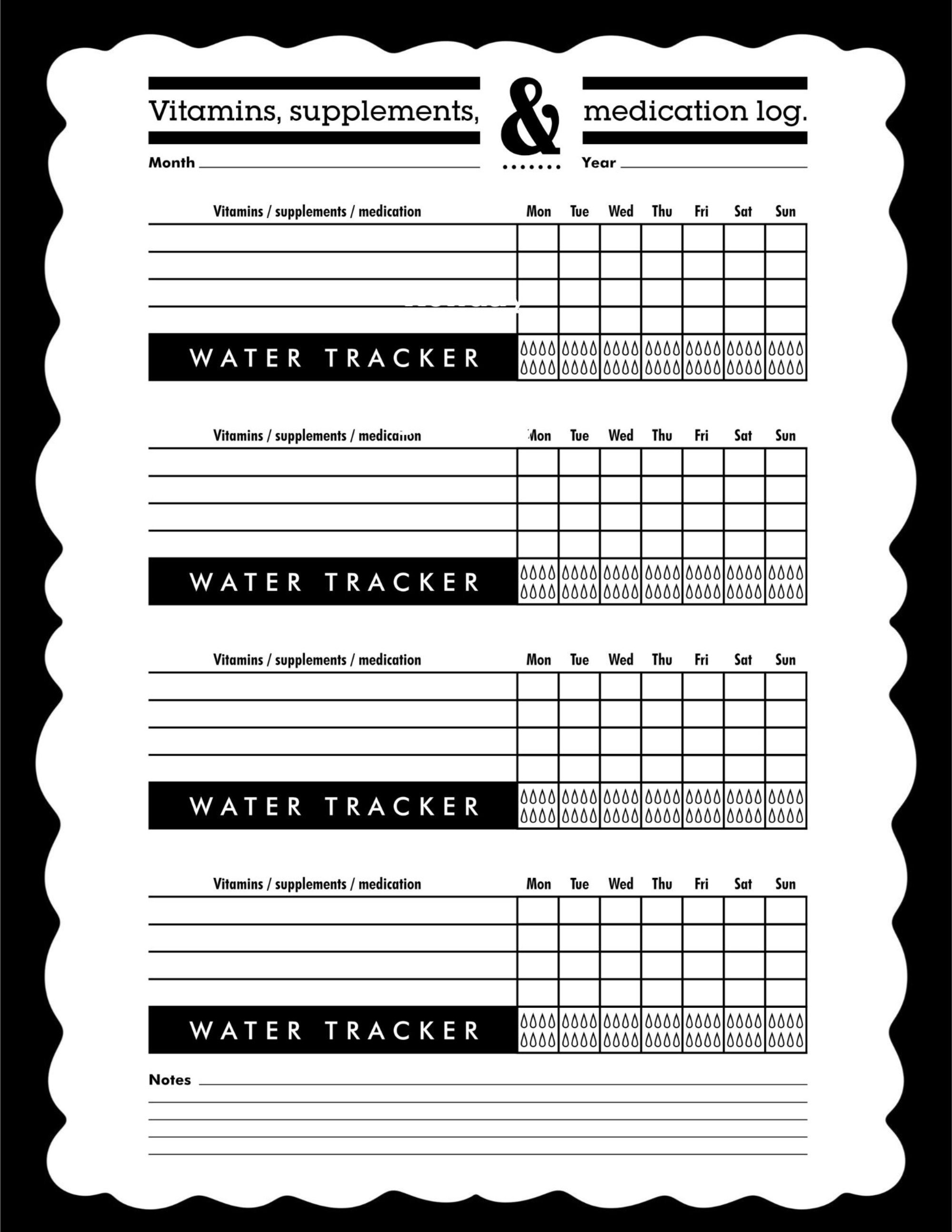 Habit Tracker Printable Water Tracker Vitamin and Supplement Tracker ...