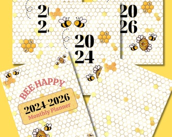 Persoonlijke planner Bijenthema Leuke productiviteit Vrouwen Tienermeisje Gewoontetracker Doelstelling Leuke kalender Taken Gelukkig mooie organisator PDF