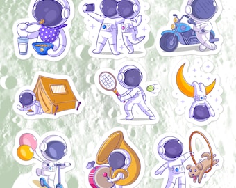 Leuke stickers astronauten Sci-Fi ruimte thema leuk bubbelvrije stickers grappig cool tiener cadeau planner scrapbook volwassenen sciencefiction kinderen