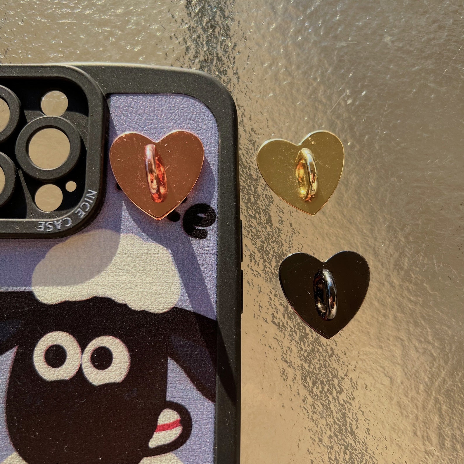 Metal and Colorful Adhesive Heart Shaped Phone Charm Hook Etsy