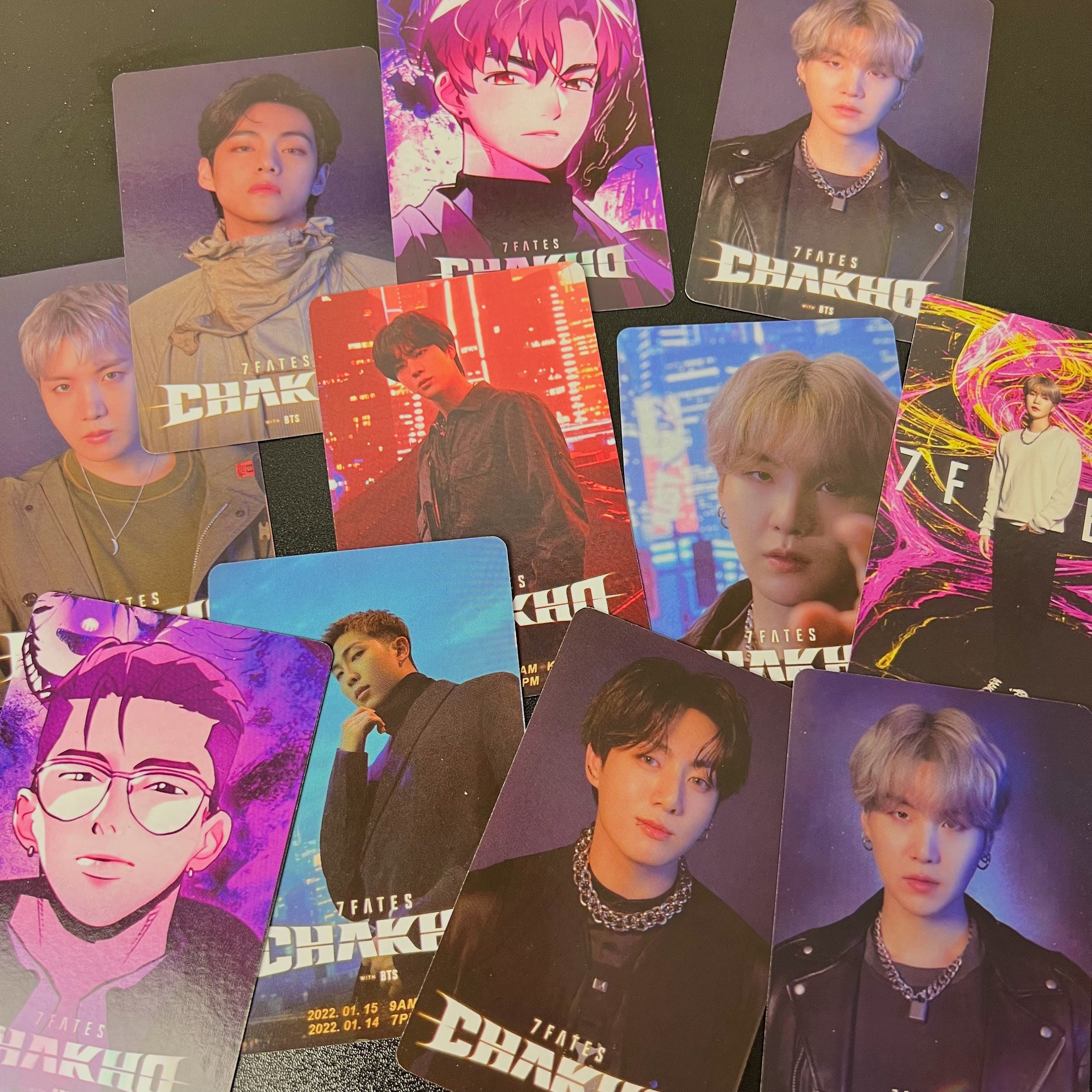 BTS PHOTOCARDS, 55 Assorted BTS 7 Fates Chakho Photocards