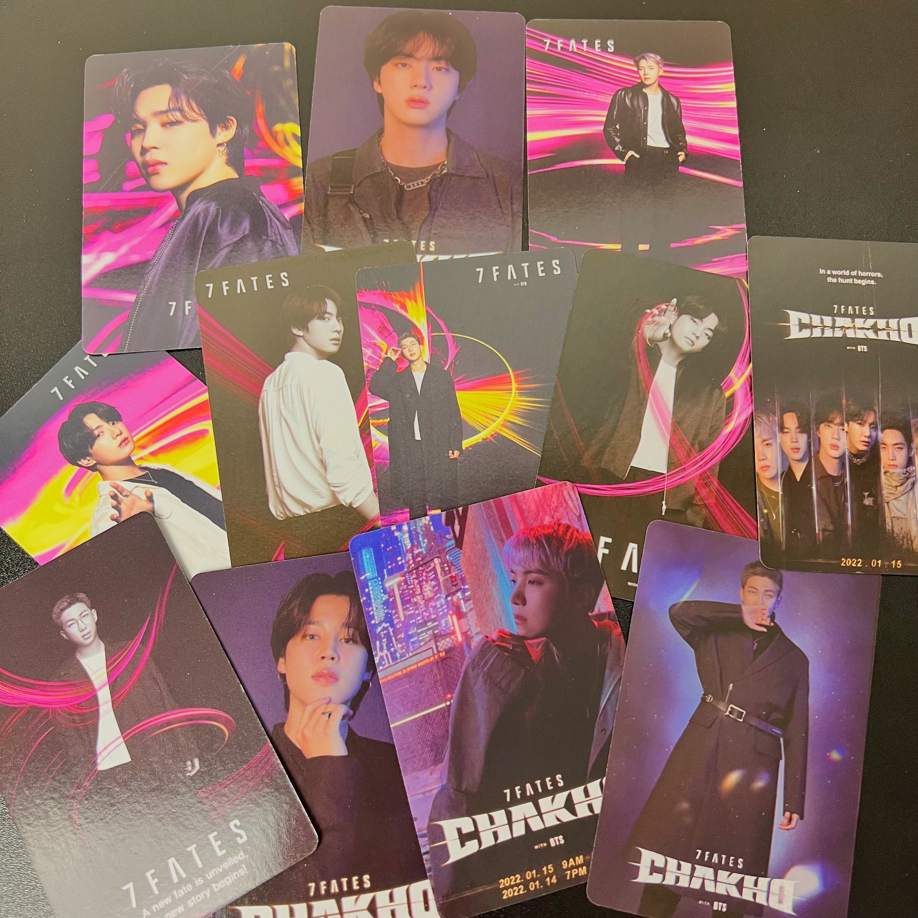BTS PHOTOCARDS, 55 Assorted BTS 7 Fates Chakho Photocards
