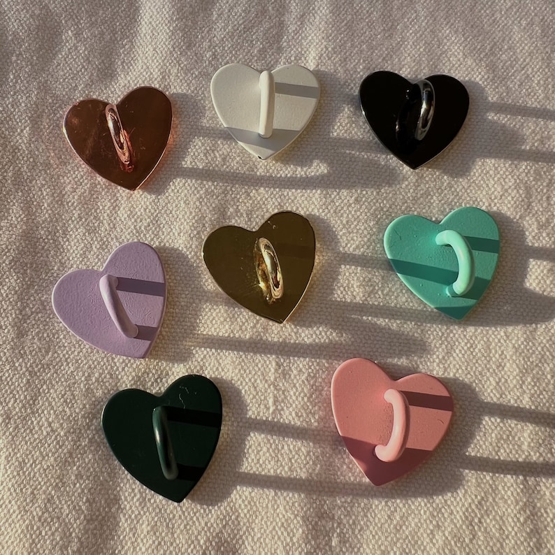 Metal and Colorful Adhesive Heart Shaped Phone Charm Hook Etsy