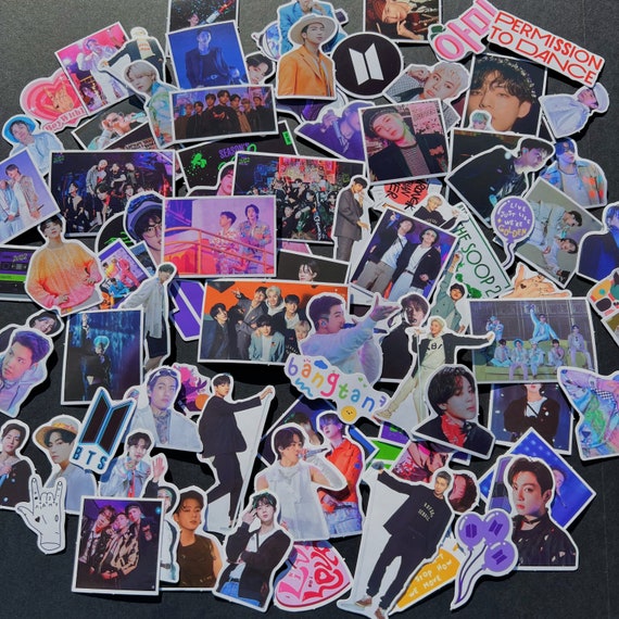 31 piece BTS sticker set and jungkook name tag pin NEW KPOP