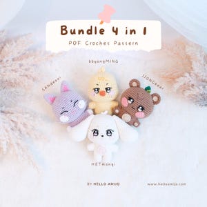 Aniteez Bundle 4 in 1 SANdeoki, bbyongMING, JJONGbear and HETmongi Amigurumi Crochet Pattern PDF