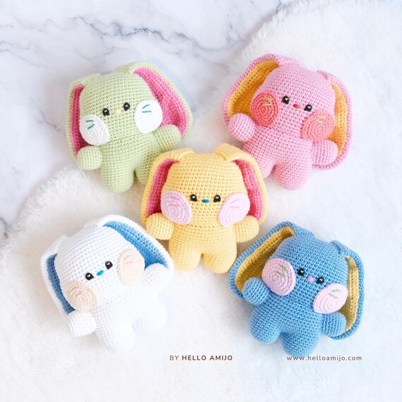 Chubby Bunini 5色1組あみぐるみかぎ針編みパターン PDF - Etsy 日本