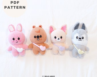 Baby SKZOO Bundle 4 in 1 Dwaekki, Foxl.Ny, Han Quokka and Wolf Chan Amigurumi Crochet Pattern PDF