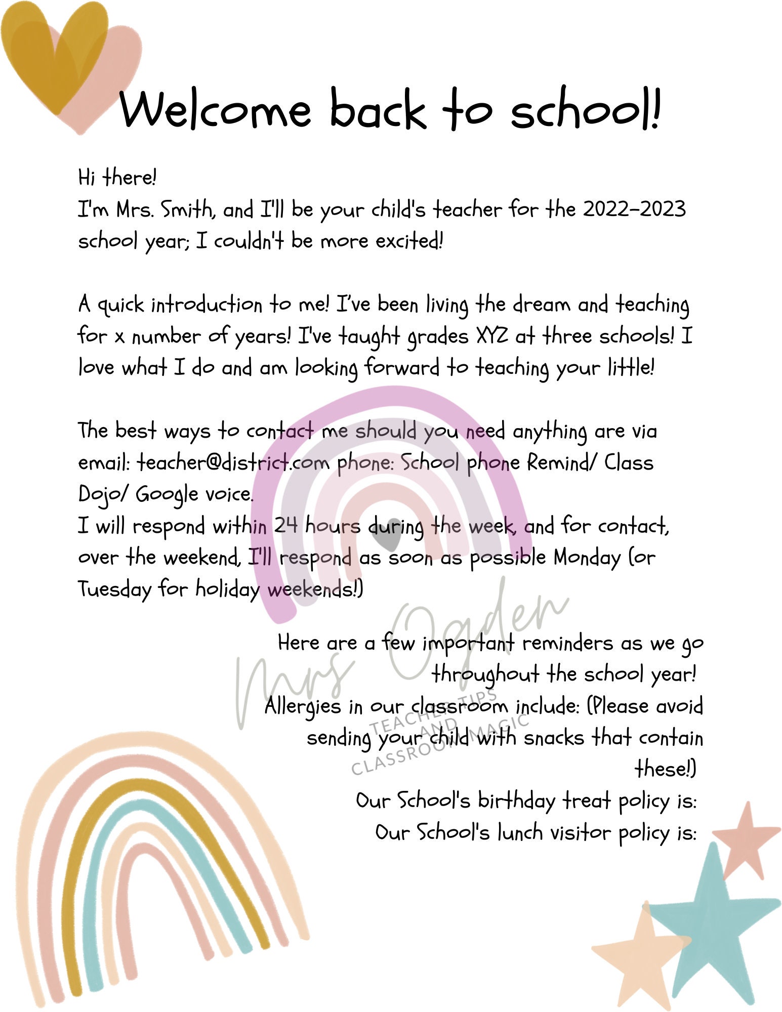 Boho Rainbow Welcome Back To School Letter Template Etsy boho-rainbow-welcome-back-to-school-letter-template-etsy