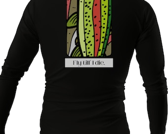 Fliegenfischen Shirt-Lustiges Fliegenfischen T-Shirt-Papa Weihnachten Geschenk-Shirt für Angler-lustige Fliegenfischen T-Front und Rückseite Langarm Angeln