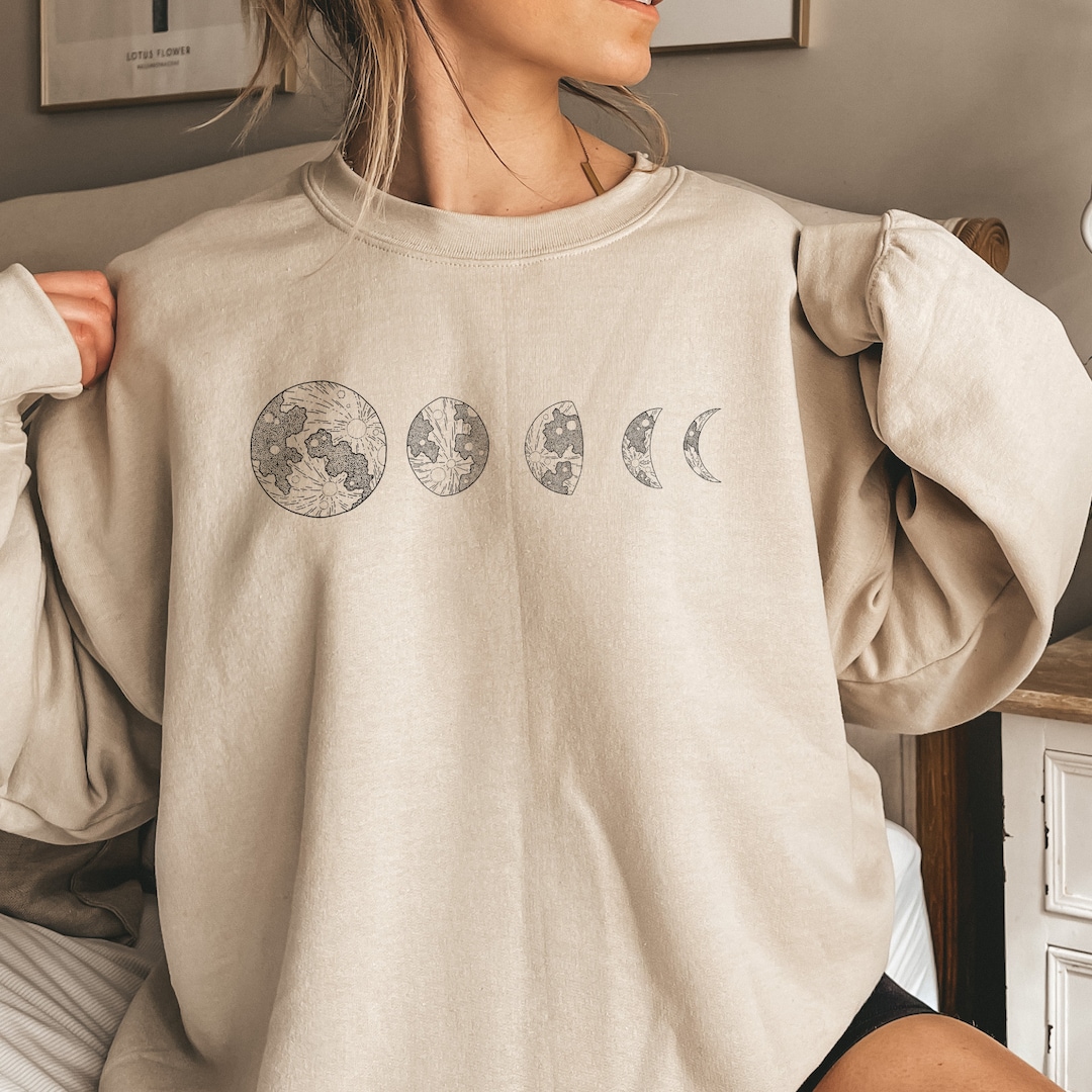 Moon Sweater, Moon Phases Sweatshirt, Celestial Hoodie, Moon Phase ...