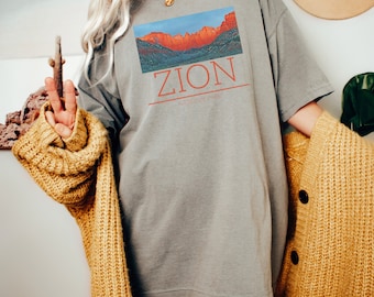 Zion nationalpark t-shirt, MountainTee, Zion park t-shirt, Zion nationalpark campingtröja, Zion nationalpark resetröja, bekväma färger