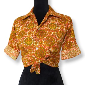 Original 70's Deadstock Vintage Paisley Hemd durchgeknöpft