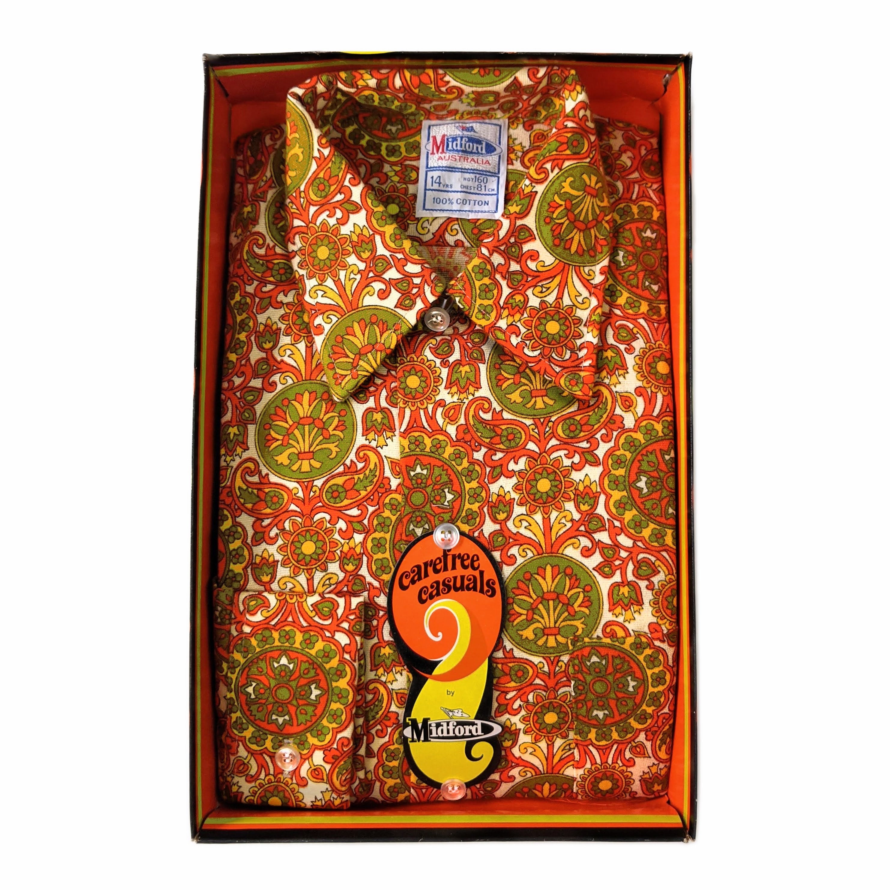 1970's Vintage Paisley Shirt Deadstock - Style #1 Orange - Etsy