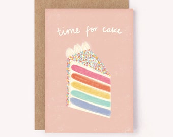 Cake Birthday Card - Illustrated Cake Card - Cake Birthday Card - Kids Children's Greeting Card Cake Bday | Eco-friendly Recycled