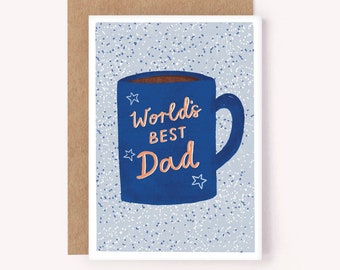 Tarjeta del día del padre del mejor papá del mundo / tarjeta de cumpleaños del papá, gracias papá 'El mejor papá del mundo' / tarjeta para papá / papá tarjeta de té de café / día del padre