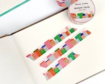 City Skyline Illustrated Washi Tape | Kraft | Bullet Journaling | Craft Washi | Washi Journal | Scrapbooking Tape