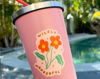 Wildly Wonderful Vinyl Sticker - Weather Resistant - Die Cut | Floral | Flower Sticker | Wildflower Sticker Water Bottle, Laptop, Journal