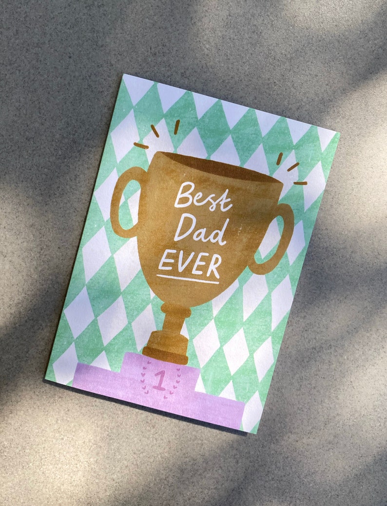 Best Dad Ever Trophy Father's Day Card Dad Birthday Card, Thanks Dad 'World's Best Dad' Card for Dad Dad Trophy Card Dad Medal Card image 3