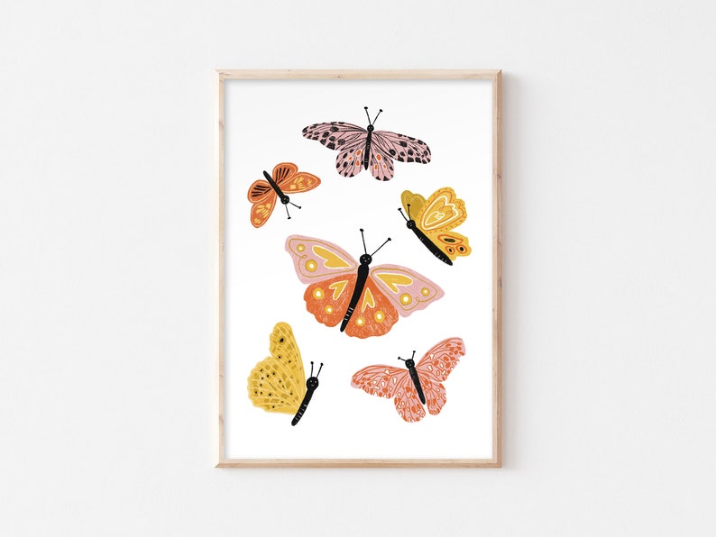 Butterflies Print Children's Decor Educational Perfect birthday gift for her Art Print Illustration Nursery Decor Boho Nursery image 1