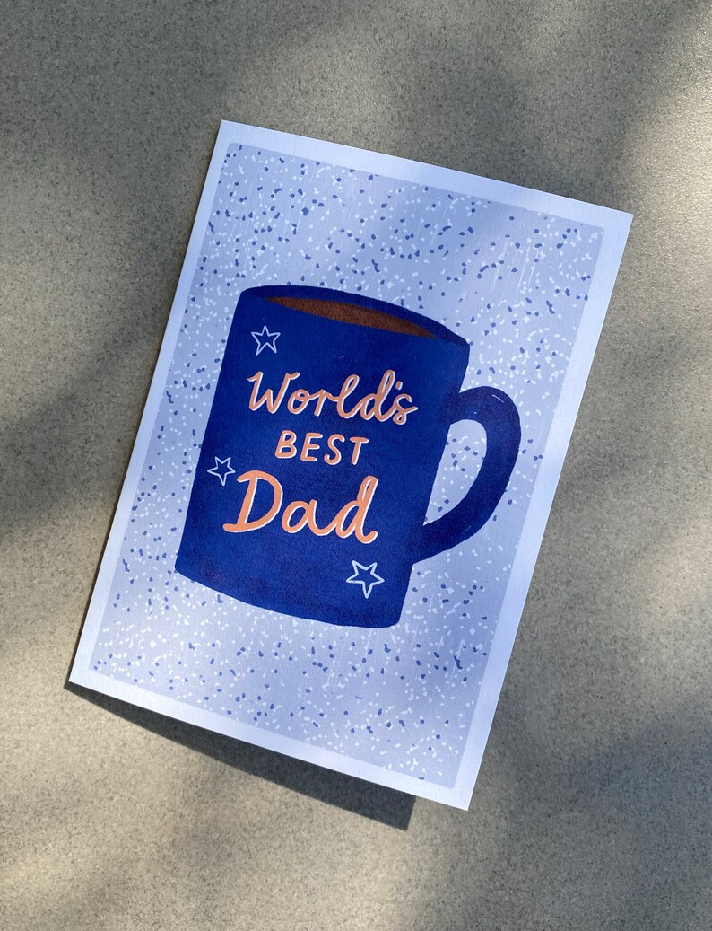 World's Best Dad Father's Day Card Dad Birthday Card, Thanks Dad 'World's Best Dad' Card for Dad Dad Coffee Tea Card Father's day image 2