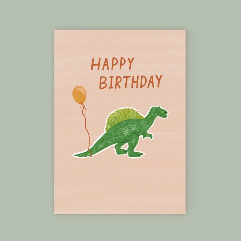Dinosaur Birthday Card Illustrated Dino Card Dino Birthday Card Kids Children's Greeting Card Dinomite Bday Eco-friendly Recycled image 2