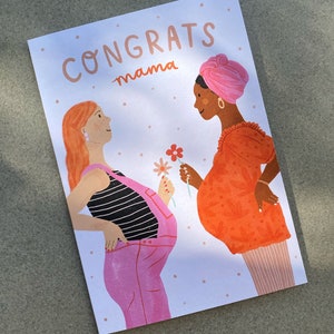 Congrats Mama Card Baby Card for New Parents, Baby Shower Card, Card for New Mum, Diverse Baby Card, New Arrival Card, Pregnancy Card image 2