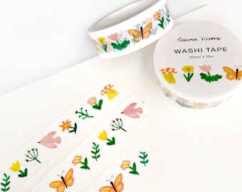 Floral Spring Pattern Washi Tape | Kraft | Bullet Journaling | Craft Washi | Washi Journal | Scrapbooking Tape