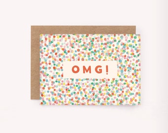 OMG! MINI Card - Confetti Card, Cute Mini Card, Congratulations Card, Graduation Card, Engagement Card, Pregnancy Card, Mini Gift Card
