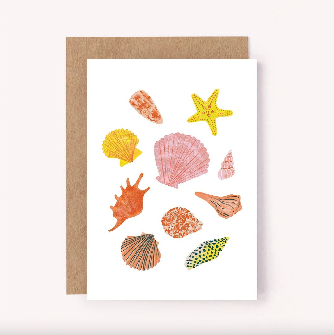 Seashell Card Beach Card Ocean Card Seaside Greeting Card Coastal Card ...