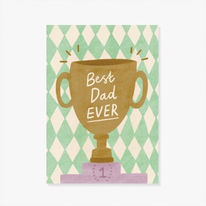 Best Dad Ever Trophy Father's Day Card Dad Birthday Card, Thanks Dad 'World's Best Dad' Card for Dad Dad Trophy Card Dad Medal Card image 2
