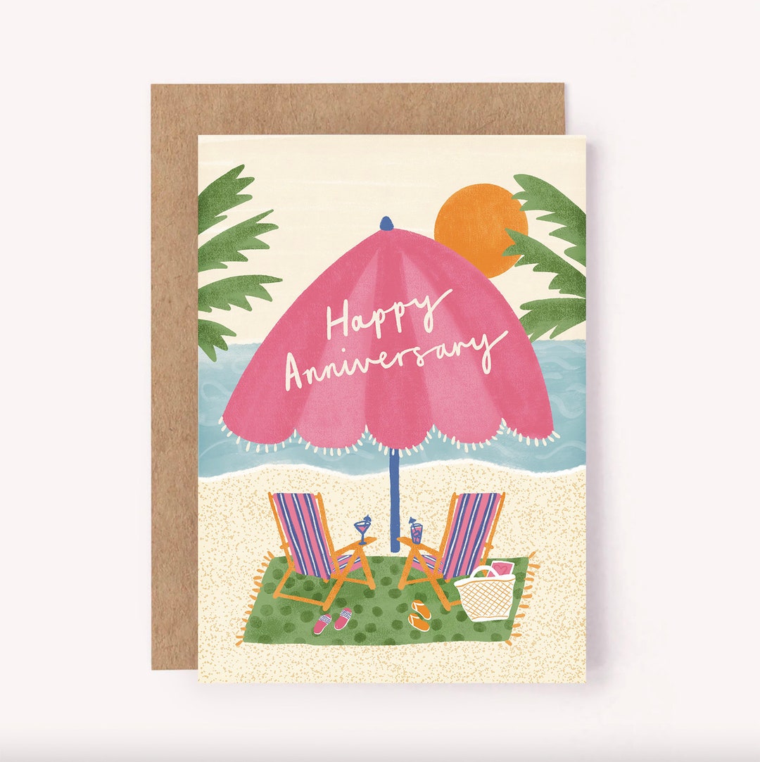 Beach Anniversary Card Anniversary Card for Him, for Her Love Card ...
