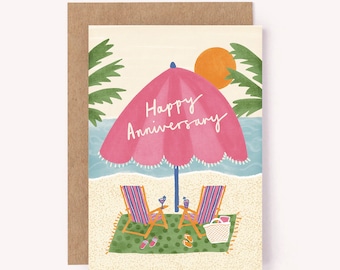 Beach Anniversary Card - Anniversary Card For Him, For Her | Love Card | Romance Card | Card for Husband, Wife, Partner | Beach Card