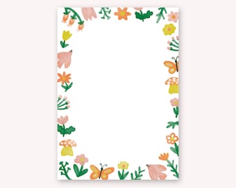Illustrated Spring A5 Notepad - Cute Notepad | Letter Writing Paper | Floral Notepad | Australian Made | Stationery Gift | Botanical Notepad