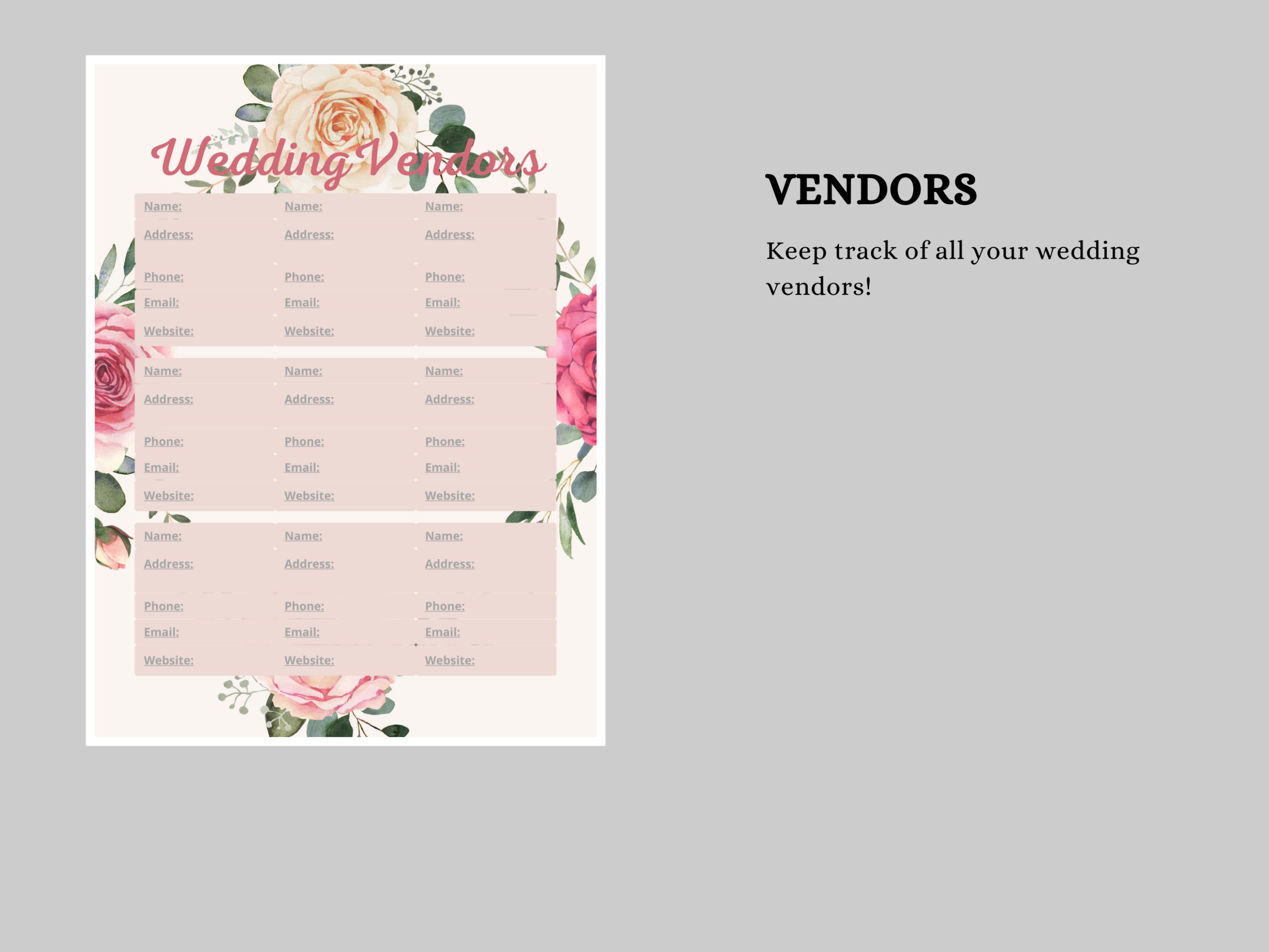 Printable Wedding Planner, Printable Wedding Book, Printable Wedding Orginizer, Printable ...