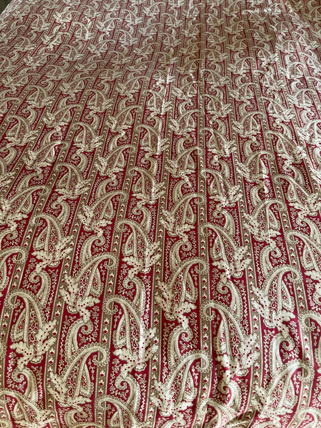 Eddie Bauer Duvet Cover QUEEN Paisley Red Gold Cotton Etsy