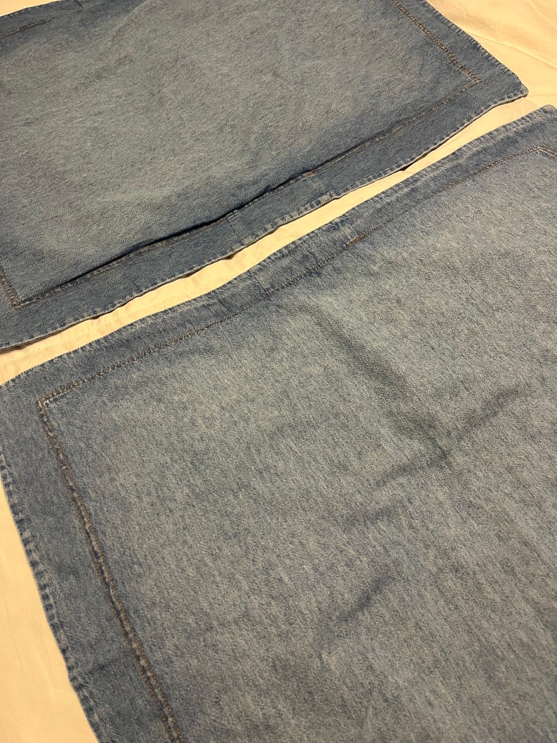 Denim Shams STANDARD Blue Cotton PAIR Vintage image 5