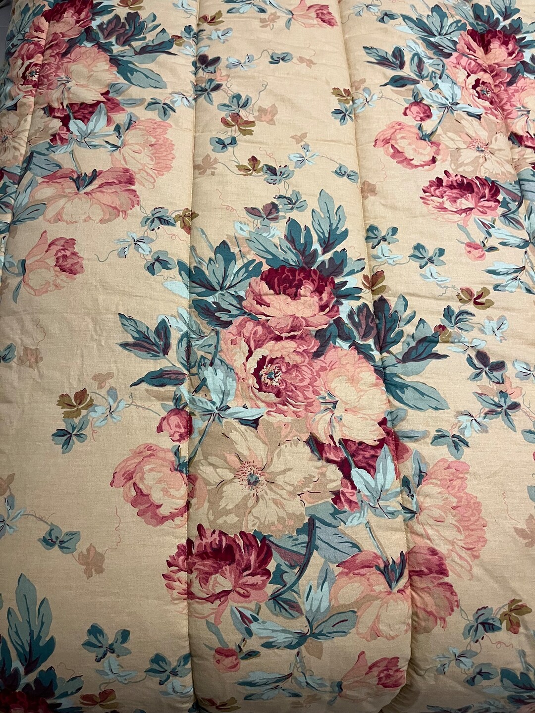 Ralph Lauren Comforter KING Elsa Grasslands Floral Yellow Red Pink