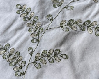 Pottery Barn Sham STANDARD Embroidered Green Fern Leaf Botanical Cotton SINGLE